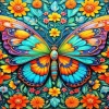 Colorful Floral Folk Art Butterfly Diamond Painting