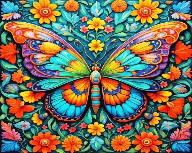 colorful floral folk art butterfly Diamond Paintings Colorful Floral Folk Art Butterfly Diamond Painting