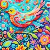 Colorful Folk Art Bird Diamond Painting