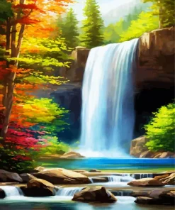 Cool Forest Waterfall Diamond Painting