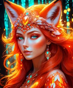 Cool Fox Woman Art Diamond Painting
