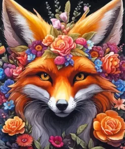 Floral Fox Diamond Painting