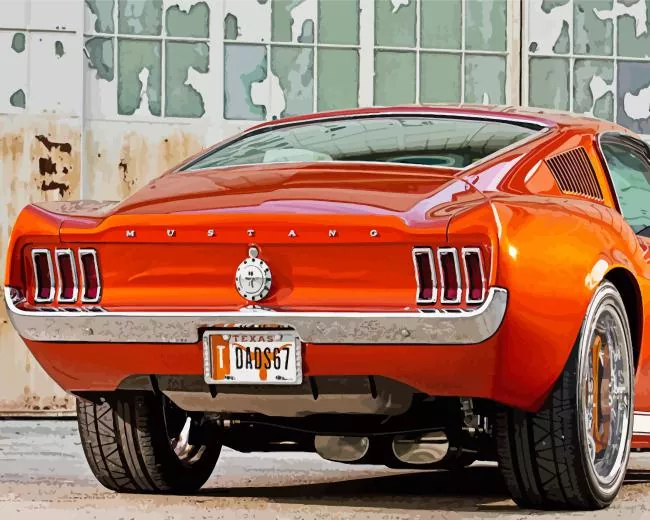 ford mustang 1967 orange Diamond By Numbers Ford Mustang 1967 Orange Diamond Painting