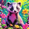 Forest Badger And Flowers Diamond Painting