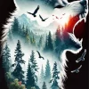 Forest With Wolf Diamond Painting