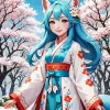 Fox Mask Anime Girl Diamond Painting