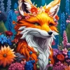 Fox With Flowers Diamond Painting