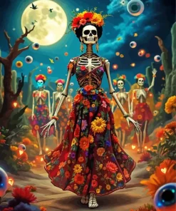 Frida Kahlo Skeleton Art Diamond Painting