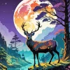 Full Moon And Deer Diamond Painting