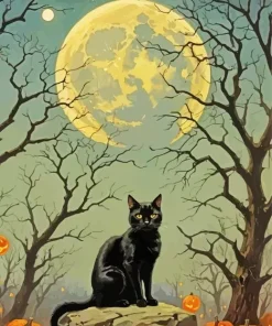 Full Moon Cat Diamond Painting