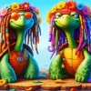 Funny Hippie Turtles Diamond Painting