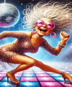 Funny Old Lady Dancing Diamond Painting