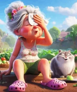 Funny Old Woman In Summer Diamond Painting