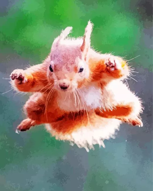 jumping squirrel Diamond With Numbers Jumping Squirrel Diamond Painting