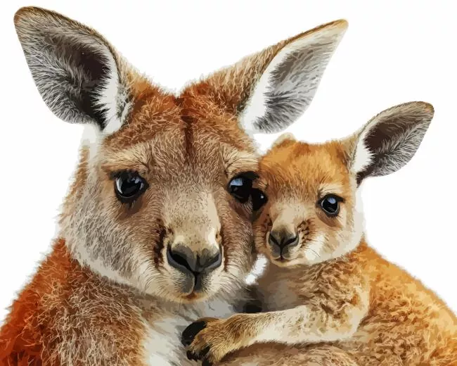 kangaroo and baby Diamond Paintings Kangaroo And Baby Diamond Painting