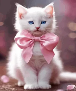 Kitten With Pink Bow Diamond Painting