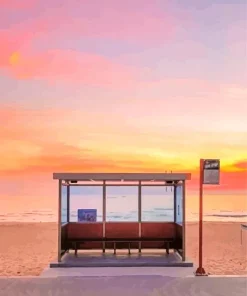 Korea Bus Stop At Sunset Diamond Painting