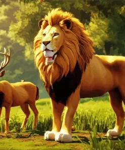 Lion And Deer Diamond Painting