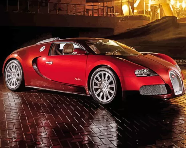 red bugatti veyron Diamond With Numbers Red Bugatti Veyron Diamond Painting