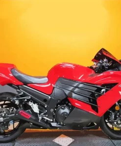 Red Kawasaki Motorcycle Diamond Painting