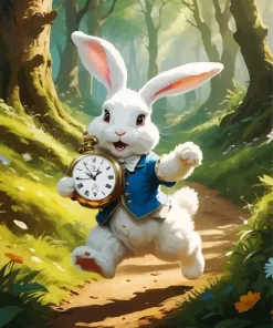 White Bunny Alice In Wonderland Diamond Painting