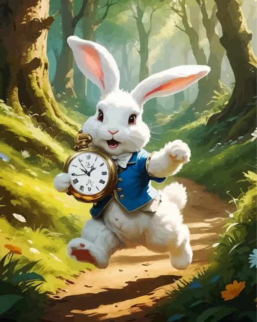 white bunny alice in wonderland Diamond Paintings White Bunny Alice In Wonderland Diamond Painting