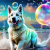 White German Shepherd Bubbles Diamond Painting