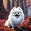 White Pomeranian Dog Diamond Painting