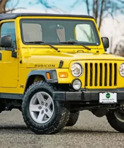 Yellow Jeep Wrangler Car Diamond Painting