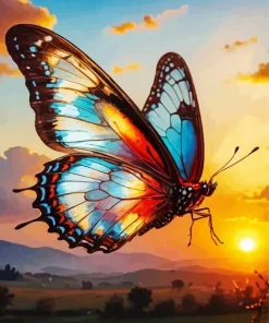 Butterfly At Sunset Diamond Painting