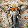Orange Butterfly Elephant Diamond Painting