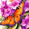 Orange Butterfly On Bougainvillea Diamond Painting