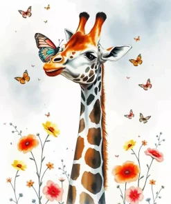 Butterfly Giraffe Diamond Painting
