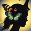 Butterfly Girl Silhouette Diamond Painting
