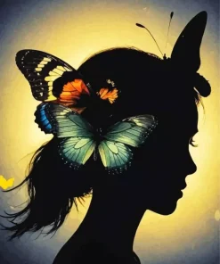 Butterfly Girl Silhouette Diamond Painting