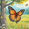 Butterfly In A Field Diamond Painting