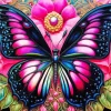 Butterfly On Pink Flower Diamond Painting