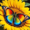 Butterfly On Sunflower Diamond Painting