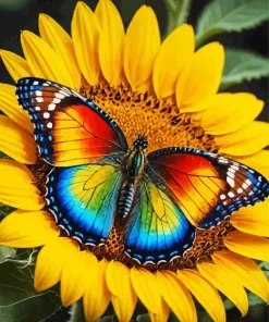 Butterfly On Sunflower Diamond Painting