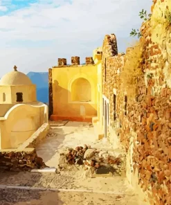 Byzantine Castle Ruins Santorini Diamond Painting