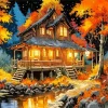 Cabin In Fall Diamond Painting
