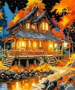 Cabin In Fall Diamond Painting
