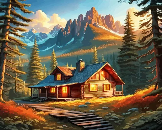 cabin in forest Diamond Paintings Cabin In Forest Diamond Painting