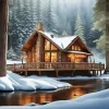 Cabin In Snow Woods Diamond Painting