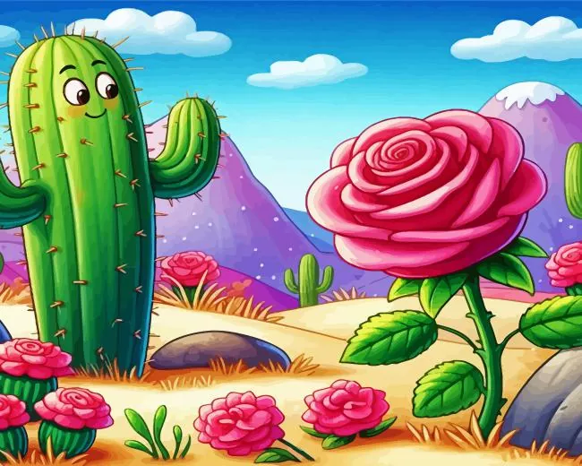 cactus and rose Diamond Paintings Cactus And Rose Diamond Painting