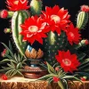 Cactus Red Flower Diamond Painting