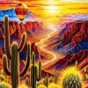 Cactus Sunrise Over Grand Canyon Diamond Painting