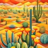 Cactus With Orange Flowers Art Diamond Painting