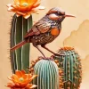 Cactus Wren Bird Diamond Painting