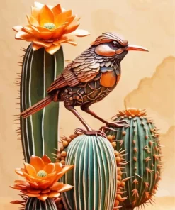 Cactus Wren Bird Diamond Painting